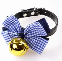 IHOLLY 猫 首輪 リボン 蝶ネクタイ かわいい鈴付き 小型 中型チェック柄
