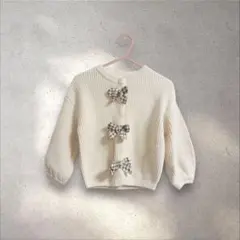 dave&bella リボンニットジャケット カーディガン 80上着アウター
