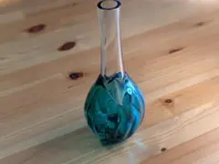 津軽びいどろ 一輪挿し 花瓶 フラワーベース 青 緑 ガラス 花器 日本製