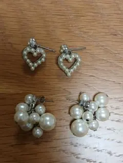 ハート型・丸型　イヤリング　2点セット
