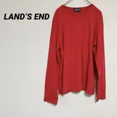 Lands' End レッド 長袖Tシャツ レギュラーサイズ シンプル