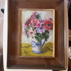花瓶に生けられた花の油彩画 額装品 - メルカリ