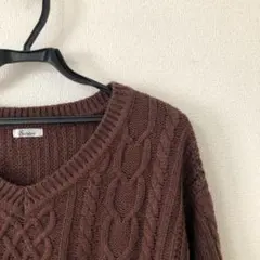 【訳あり！】ブラウンケーブルニット