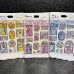 ディズニー　ディズニーストア限定　ステンドグラス風ステッカー　3点