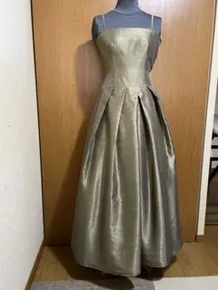 ゴールド ロングドレス ショール&パニエ付き