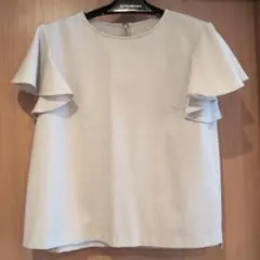 GREENLABELRELAXING フリル袖 ライトグレー Tシャツ