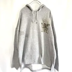 ヘインズ パーカー M グレー LOVE LIFE 裏起毛 ホンジュラス製のサムネイル