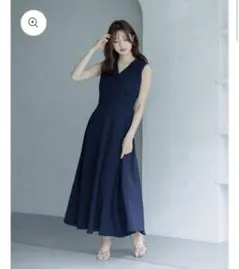 ANAYI】綿麻バランサーキュラーフレアワンピース カシュクール 38