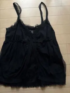 ZARA BASIC ブラック レースキャミソール Lのサムネイル
