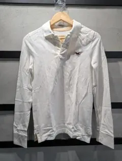 HOLLISTER 長袖ポロシャツ XS 白 ◆1430