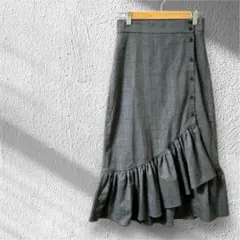 ZARA ザラ グレンチェック フリル ロングスカート ボタン 上品