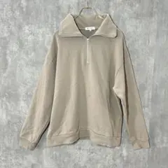 ✨良品✨ THE SHOP TK M ハーフジップスウェット 綿 ラフ ベージュのサムネイル