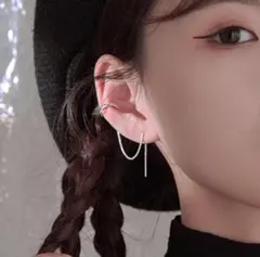 イヤーカフ ｓ925 クロスライン イヤークリップ 韓国 ジルコニア シンプル