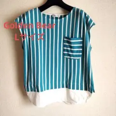 【美品】Golden Bear サマーニット ノースリーブ ストライプ ゆったりのサムネイル