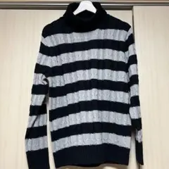 【美品】タートルネック ボーダーセーター