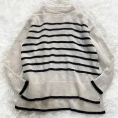 Priority (プライオリティ) ヤク100% ボーダー柄クルーネックニット