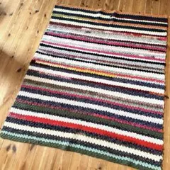 毛糸　手編みブランケット　マルチカバー　レトロカバー　ひざ掛け