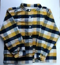 無印良品　フランネルシャツ　130cm　ノーカラー　チェック柄　キッズ　無印