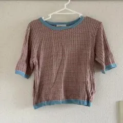 ehka sopo 半袖ニット 赤・青・白チェック