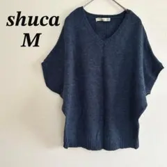shuca ニット M 紺 Vネック ドルマン チュニック 美品 体型カバーのサムネイル