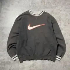 Y2K 90s NIKE ナイキ スウェット デカロゴ 刺繍 USA製 90s NIKE ナイキ スウェット 刺繍ロゴ 紺 オーバーサイズ