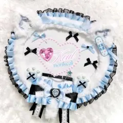 専用 うちわカバー　ハンドメイド　猫耳　黒　水色　ピンク　うちわデコ　絆創膏