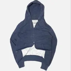 短丈　OLD UNIQLO hoodie ダブルジップ　パーカー　ネイビー