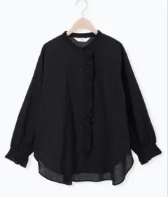 サマンサモスモス 【ゆべし×Samansa Mos2】フリルブラウス　ブラック