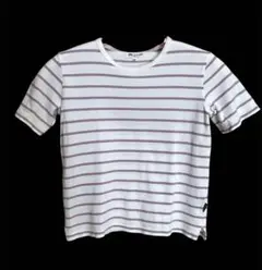 COMME CA DU MODE 半袖Tシャツ M ホワイト/パープルストライプのサムネイル