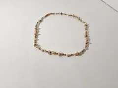 淡水パール ゴールドビーズ ネックレス アンティー風 重ね付け アクセサリー