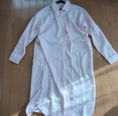 ピンク　ストライプ シャツワンピース Fサイズ
