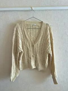 アイボリー レース編み カーディガン