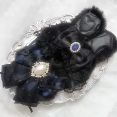 ぬい服　着ぐるみ　10〜12cm用　ブラック ブルー うさぎ チェーンフック付き