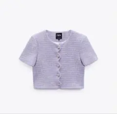 ZARA ラベンダー ノーカラークロップドジャケットXS