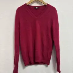 S00414 UNIQLO 赤 Vネック セーター Mサイズ カシミヤ
