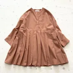 ユナイテッドアローズ　ノーカラー シャツ ブラウス プリーツ フリーサイズ