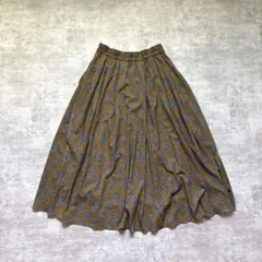 美品✨ 総柄ロングスカート フレアスカート 小花柄 ウエストゴム 差し色コーデ