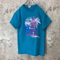 no487 配色◎ 爽やか　古着　Tシャツ　両面プリント