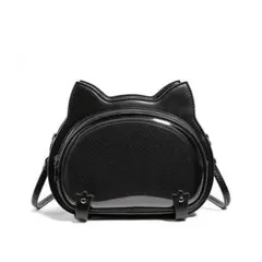 猫耳 バッグ 黒 クリア窓 PU レザー ショルダーバッグ 斜めがけ 推し活 