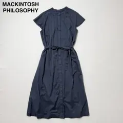 マッキントッシュフィロソフィー　レース　バンドカラー　コットン　シャツワンピース