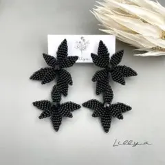 ブラックフラワーピアス（ウェディング前撮り）