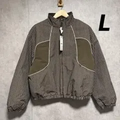 ZARA ストライプボクシーフィットジャケット L 新品 ブラウンのサムネイル