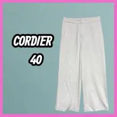CORDIER コルディア ストレッチ　ワイドパンツ アイボリー オフィス