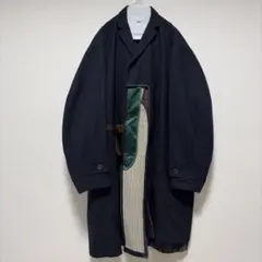 【kolor 22AW】再構築 ベルテッド フランネル コート ネイビー 1のサムネイル
