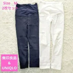 【無印良品　UNIQLO】妊婦　デニムパンツ　スキニー　ブラック　ホワイト　M