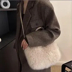 フェイクファー　ショルダー　バッグ　2Way ダークブラウン　ファー　バック