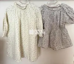 韓国系ワンピース、トップス　小花柄　2点セット　XS