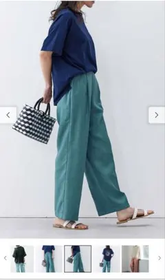 麻 ストライプ パンツ