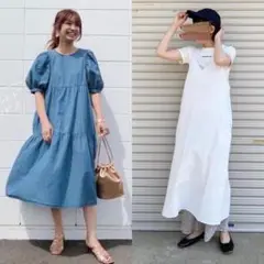 新品　２点　綿　コットン　ワンピース　ジーユー　ライトデニム　キャミワンピ
