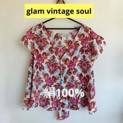 glam vintage soul　絹100%フレアブラウス トップス
